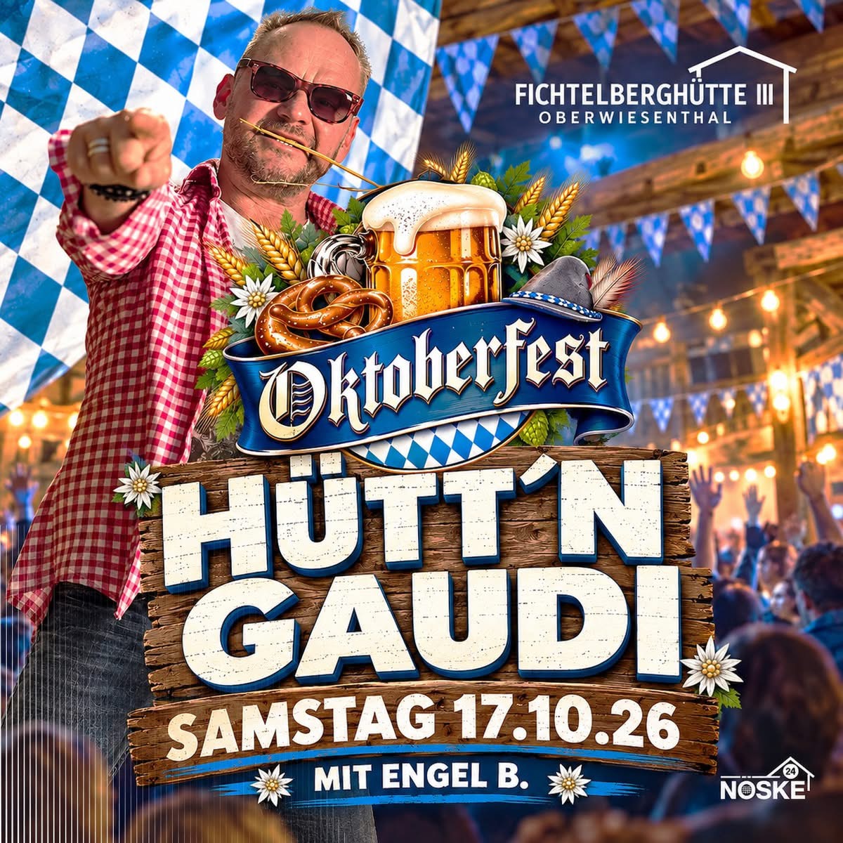 Oktoberfest Hütt’n Gaudi am 17. Oktober 2026 mit Engel B. in der Fichtelberghütte